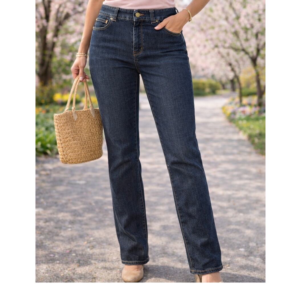 Lane Bryant women's dark wash jeans sz 18 petite slim boot genius fit jeans